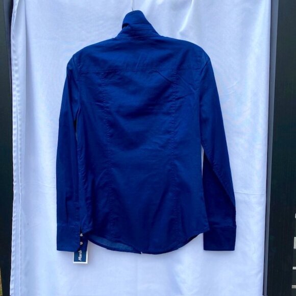 Tory Burch womens navy blouse with gold insignia buttons Size 4 NWT - Picture 2 of 5